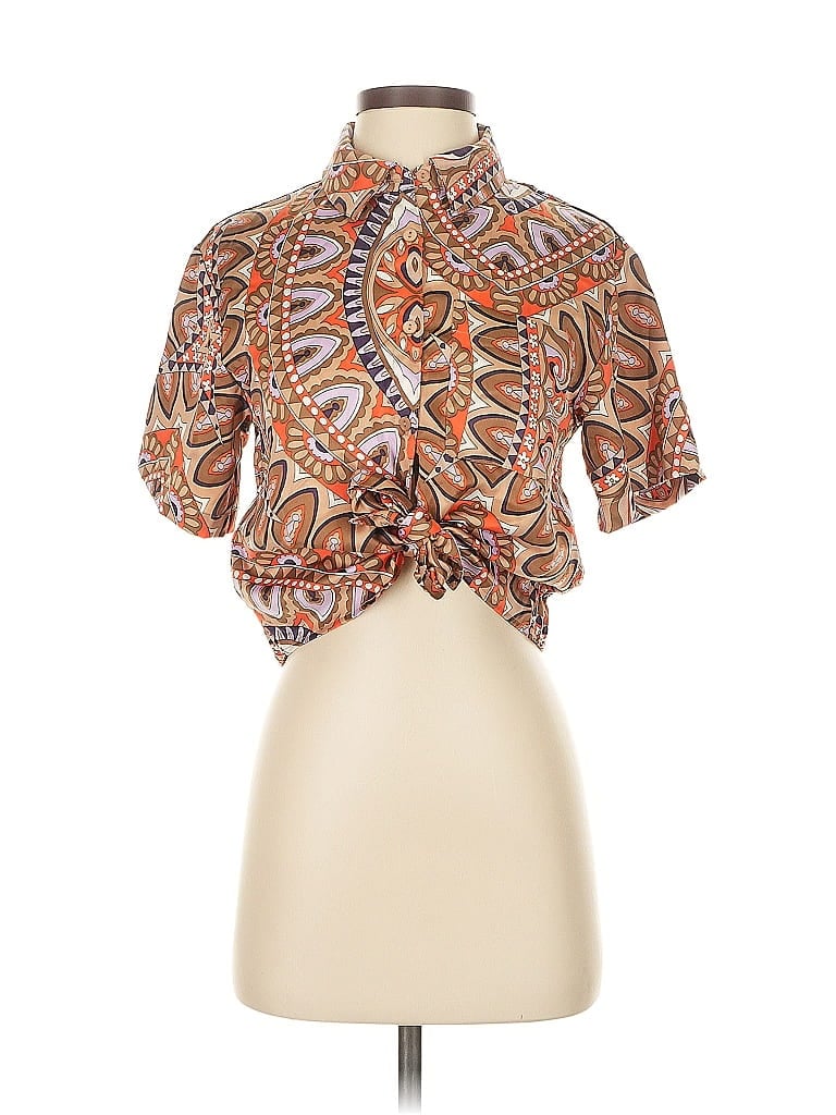 Pre-owned Rachel Rachel Roy Short Sleeve Blouse In Orange