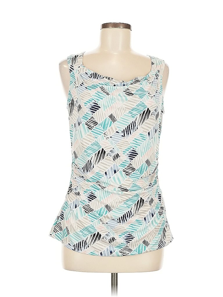 Pre-owned White House Black Market Tank Top Teal Square Neckline Tops In Blue