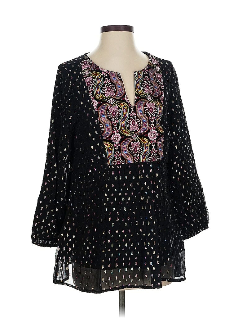 Pre-owned Soft Surroundings 3/4 Sleeve Blouse In Black