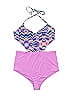 Zinke Chevron-herringbone Purple One Piece Swimsuit Size L - photo 1