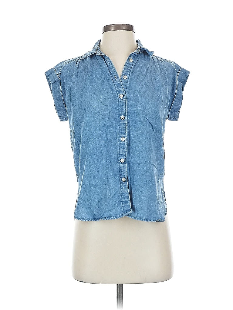 Pre-owned Ann Taylor Loft Sleeveless Button Down Shirt In Blue