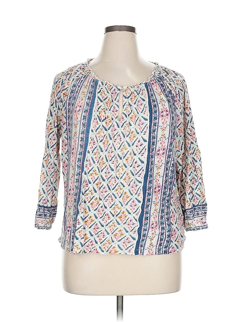 Pre-owned Lucky Brand 3/4 Sleeve Blouse In White