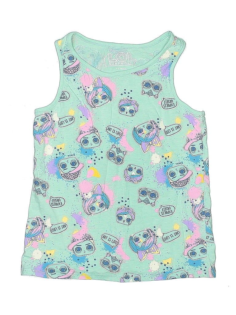 Pre-owned Lol Surprise Kids' Tank Top Green Keyhole Neckline Tops