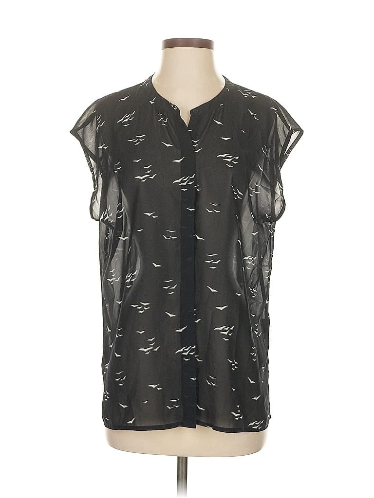 Pre-owned Banana Republic Factory Store Short Sleeve Blouse In Black
