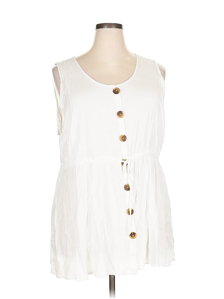 Pre-owned Torrid Sleeveless Button Down Shirt In White
