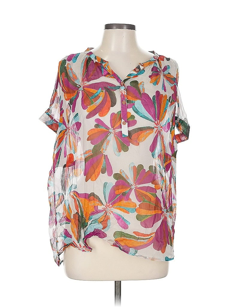 Pre-owned Dolan Short Sleeve Blouse In Purple