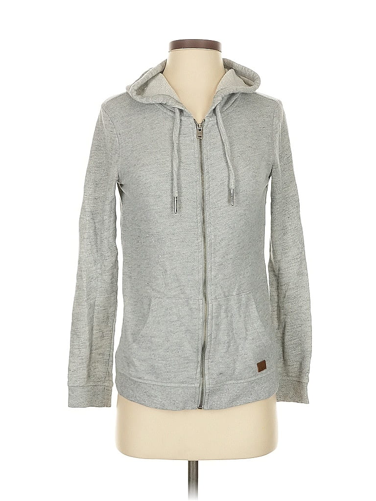 Pre-owned Roxy Zip Up Hoodie In Gray