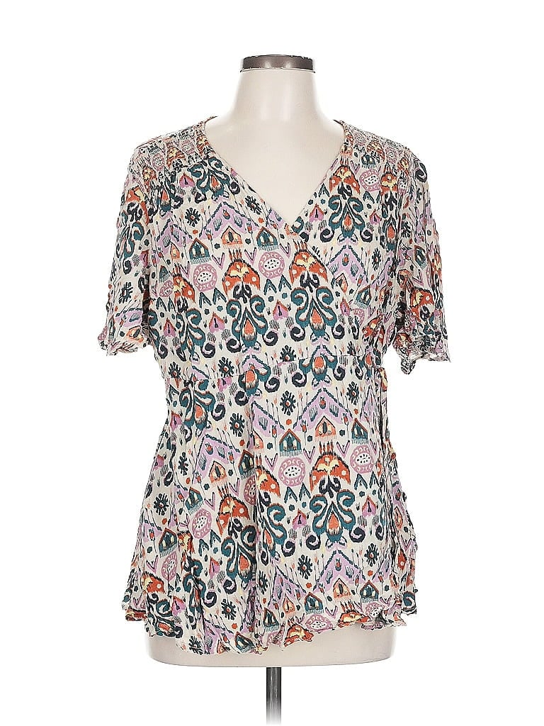 Pre-owned Torrid Short Sleeve Blouse In White