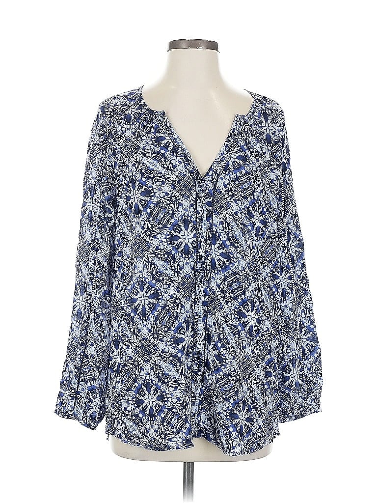 Pre-owned Lucky Brand Long Sleeve Blouse In Blue