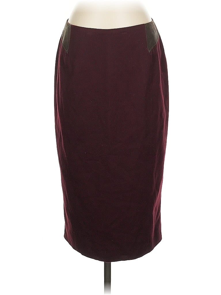 Pre-owned Donna Karan Wool Skirt In Burgundy