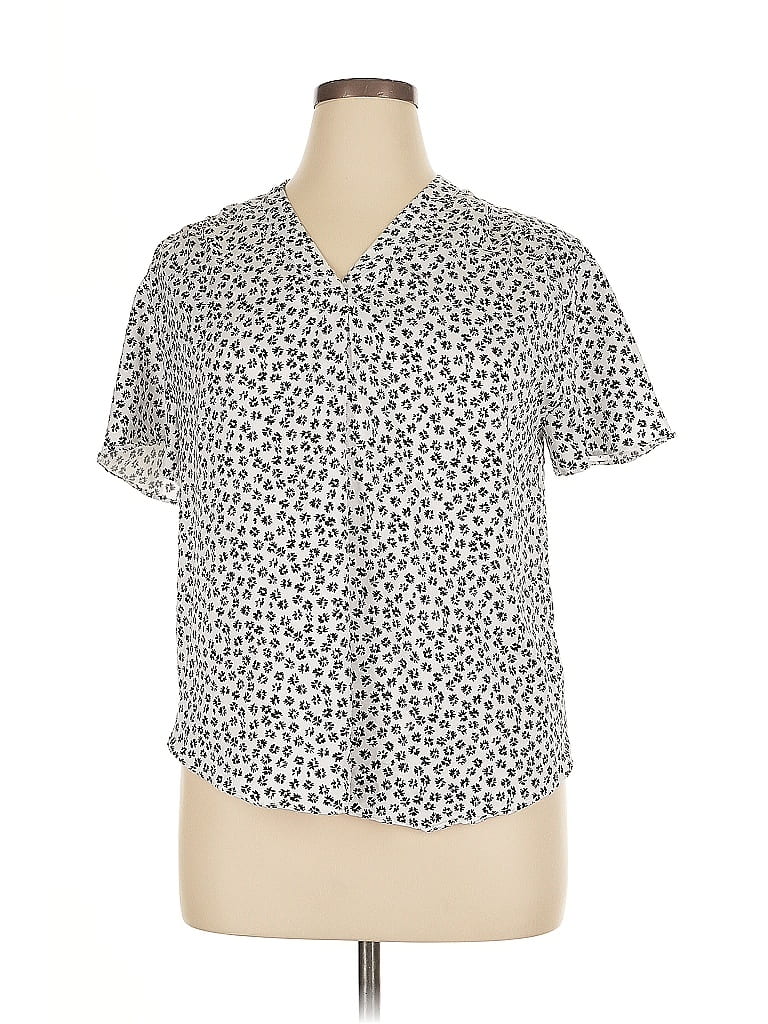 Pre-owned Alfani Short Sleeve Blouse In Silver