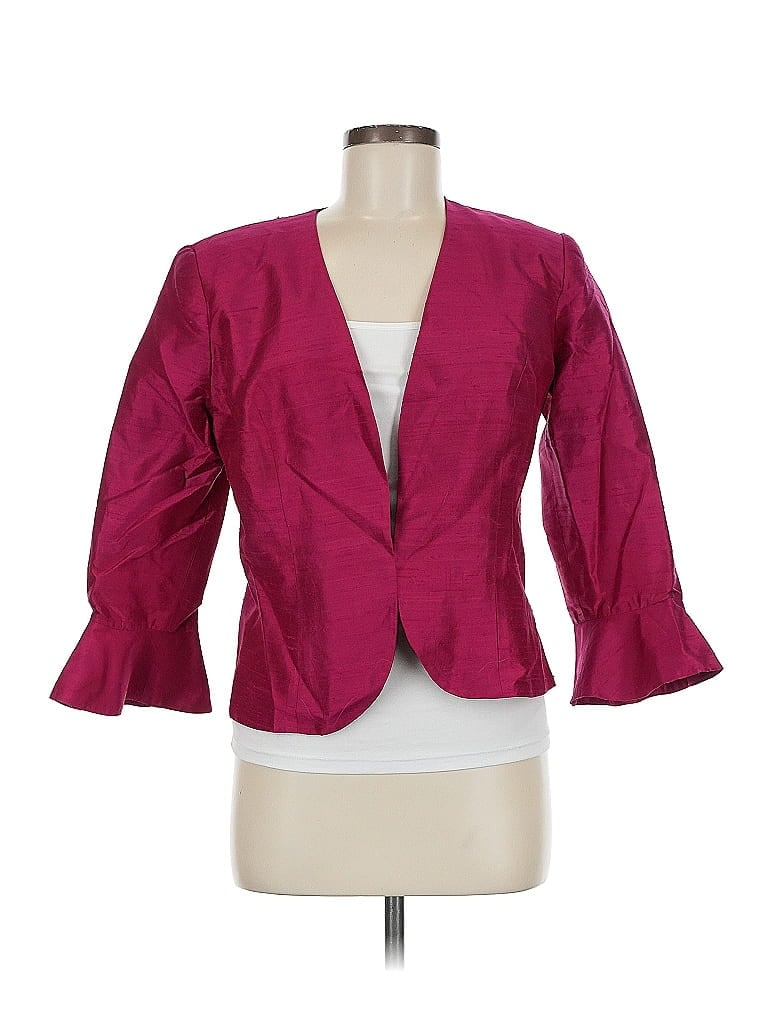 Pre-owned Lynn Lugo Silk Blazer Jacket In Pink