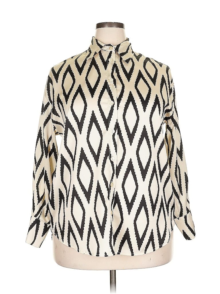 Pre-owned Assorted Brands Long Sleeve Blouse In White