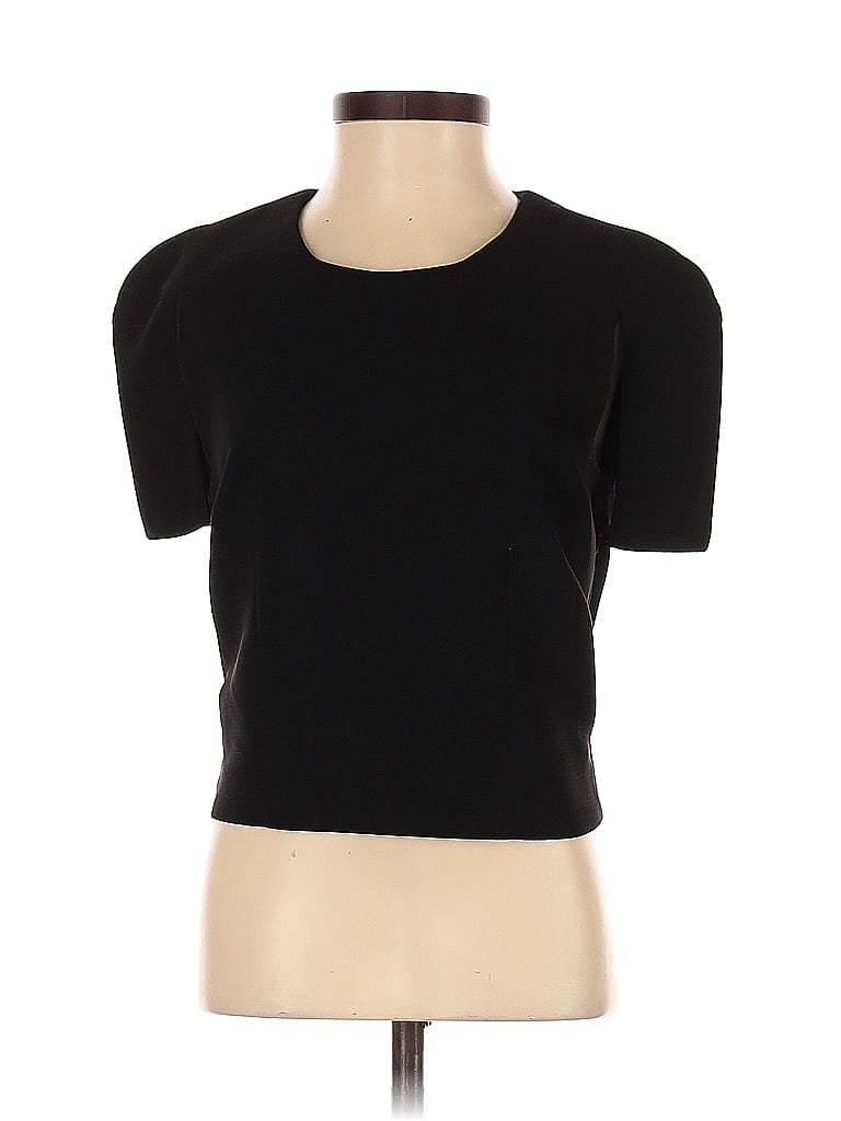 Pre-owned Cue Short Sleeve Top Black Scoop Neck Tops