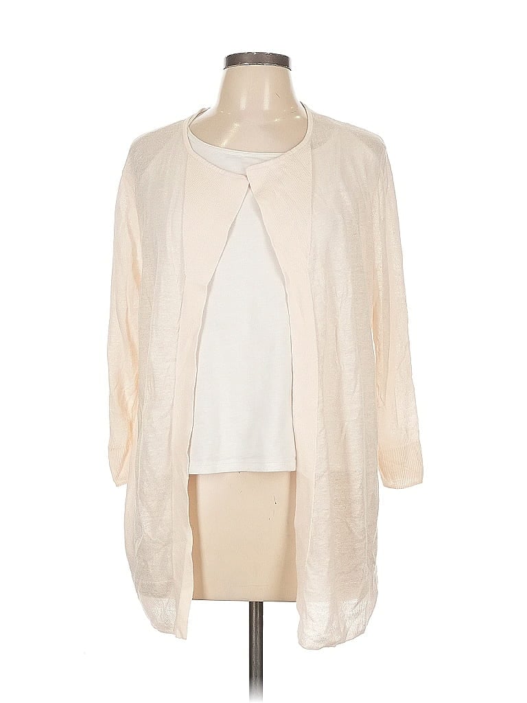 Pre-owned Nic + Zoe Cardigan Sweater In White
