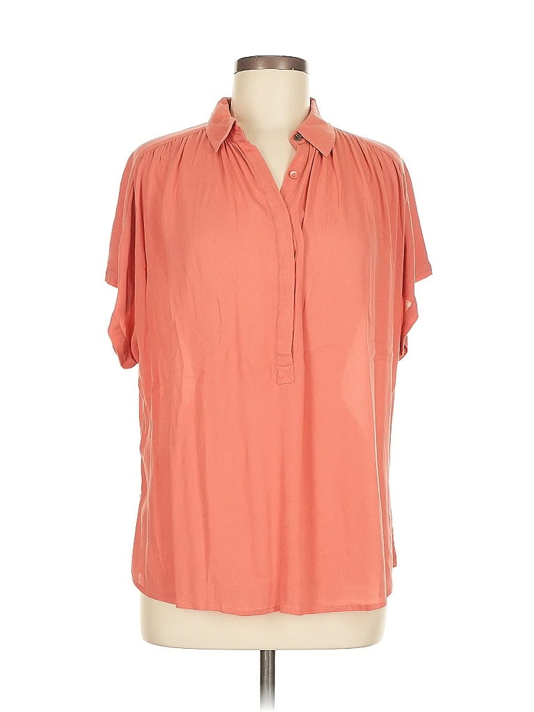 Pre-owned Lucky Brand Short Sleeve Blouse In Orange