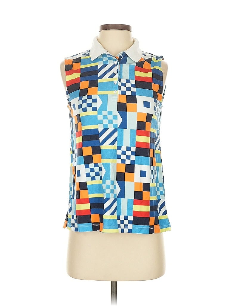 Pre-owned Lands' End Sleeveless Button Down Shirt In Blue