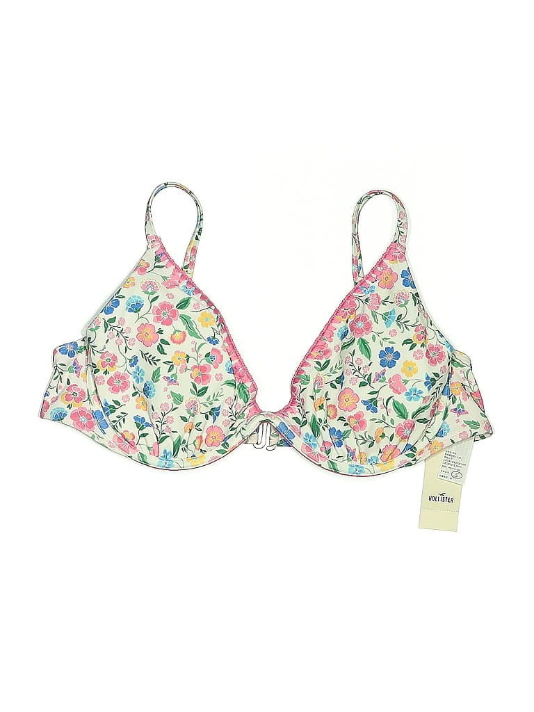 Hollister Swimsuit Top Ivory Floral Pattern Swimwear In Multi