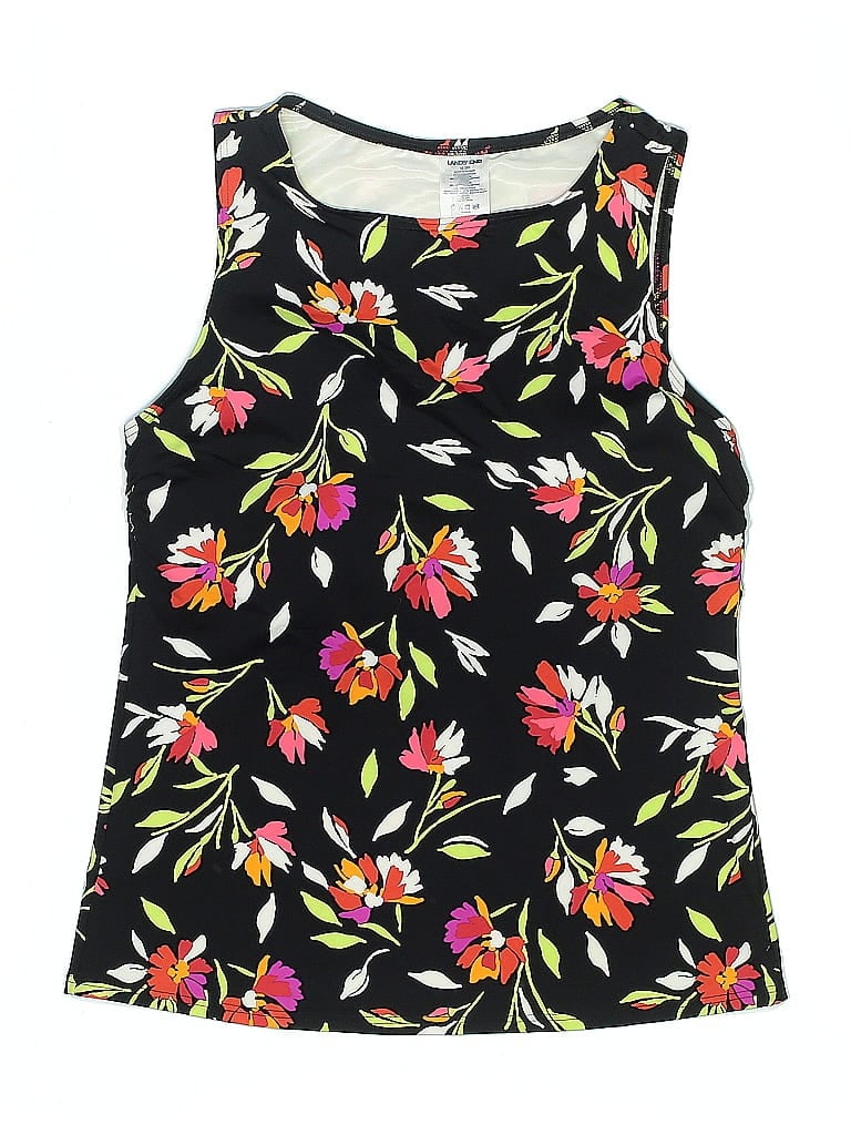 Pre-owned Lands' End Swimsuit Top Black Swimwear