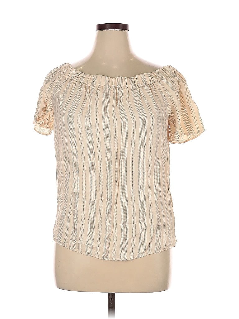 Pre-owned H&m Short Sleeve Blouse In White