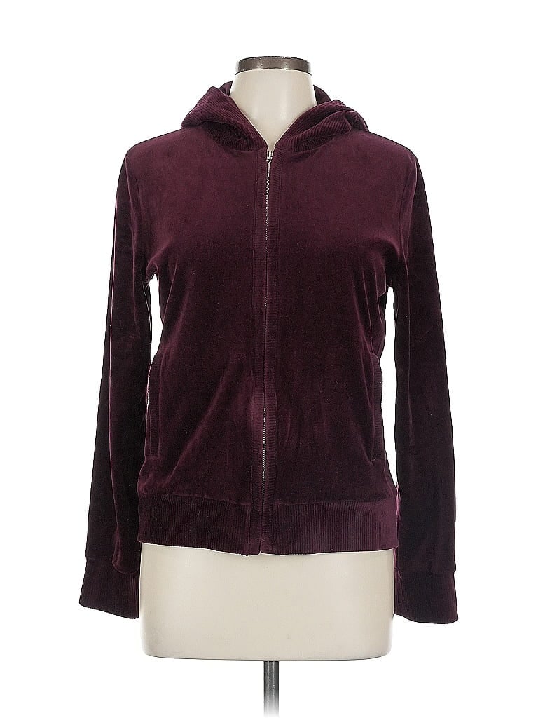 Pre-owned Jones New York Sport Zip Up Hoodie In Burgundy