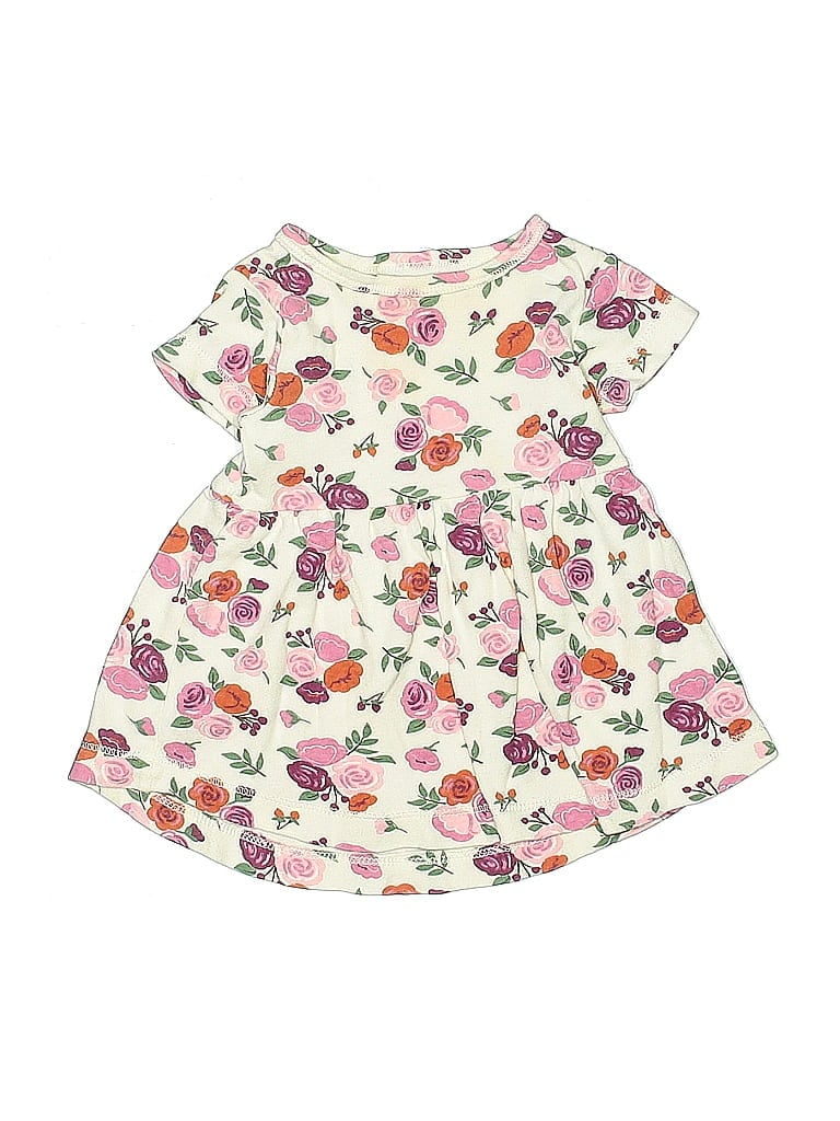 Pre-owned Hb Babies' Short Sleeve Top Ivory Floral Pattern Ruffles Neckline Tops In White