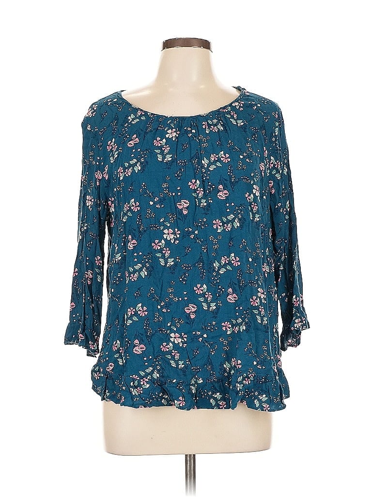 Pre-owned Gap 3/4 Sleeve Blouse In Blue