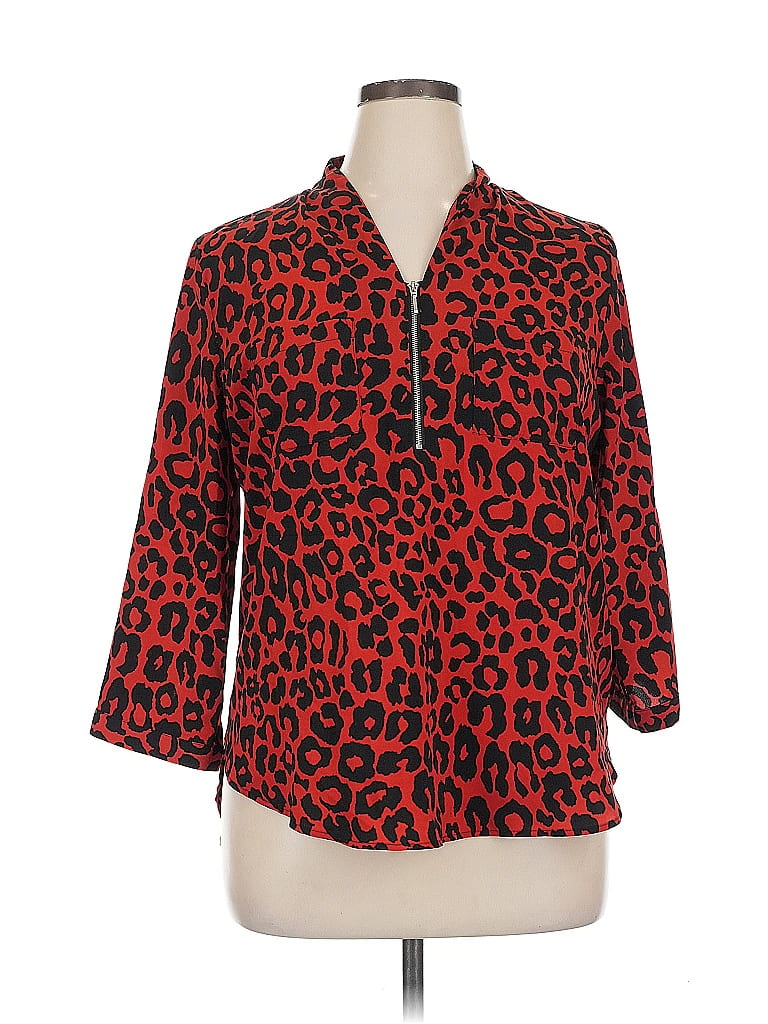 Pre-owned Jaclyn Smith 3/4 Sleeve Blouse In Red