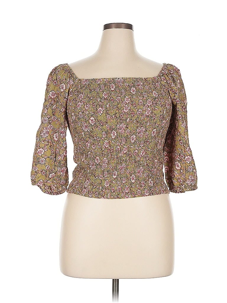 Pre-owned Jessica Simpson 3/4 Sleeve Blouse In Brown