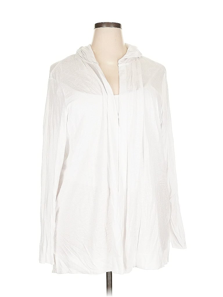 Pre-owned Sigrid Olsen Cardigan Sweater In White