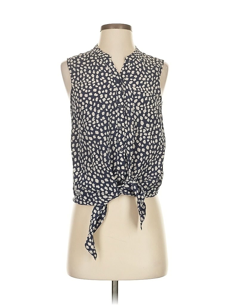 Pre-owned Joie Sleeveless Silk Top Blue Tie Neck Tops