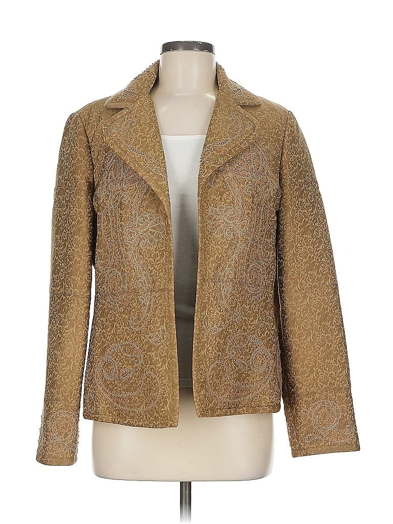Pre-owned Linda Allard Ellen Tracy Wool Blazer Jacket In Gold