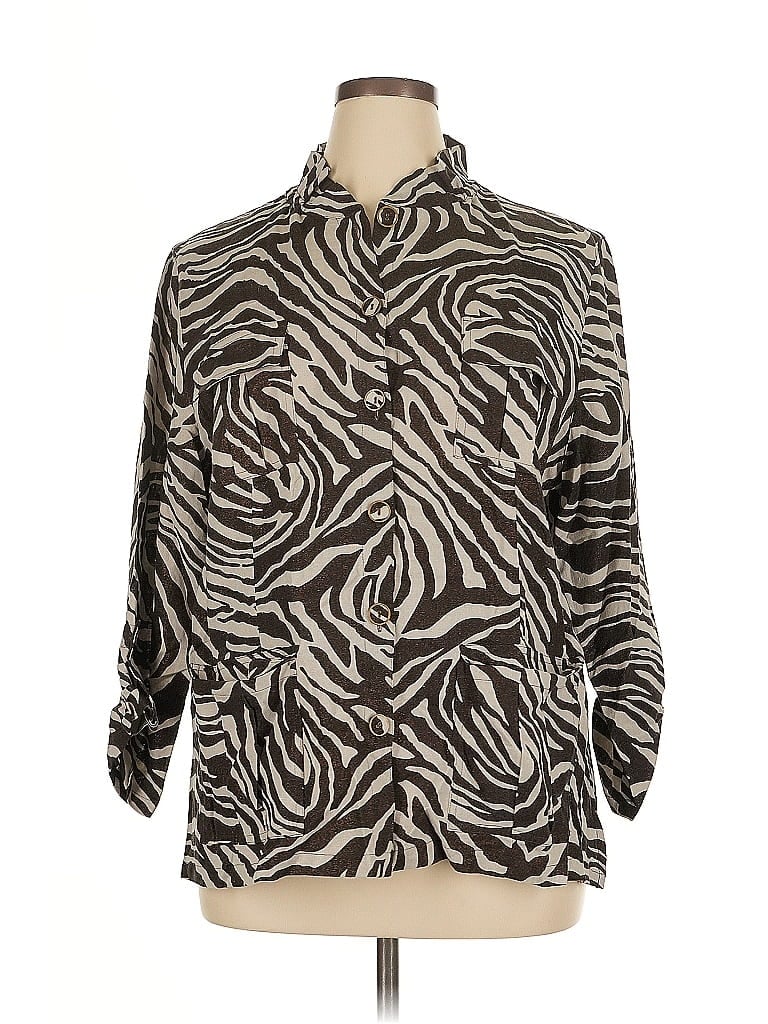 Pre-owned Chico's Long Sleeve Blouse In Brown