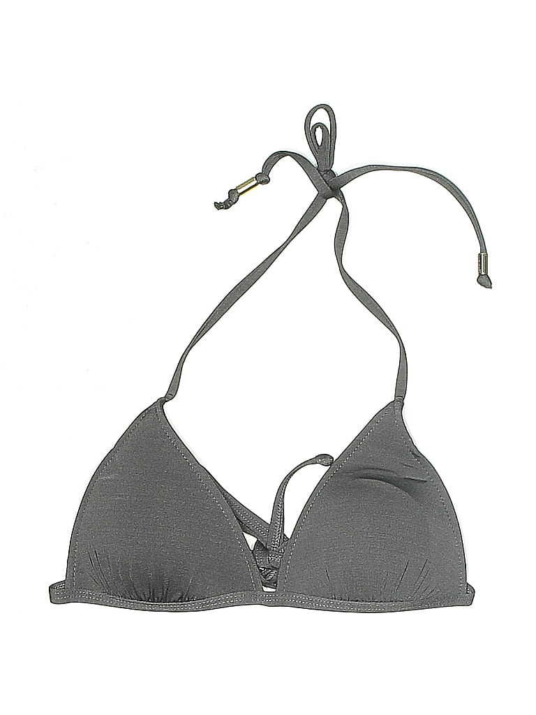 Pre-owned Voda Swim Swimsuit Top Gray Chevron/herringbone Pattern Swimwear