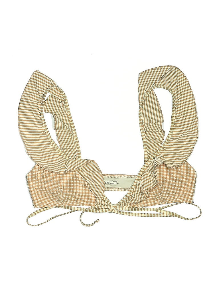 Pre-owned Aerie Swimsuit Top Gold Houndstooth Pattern Swimwear