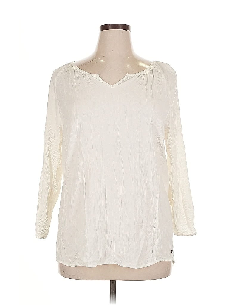 Pre-owned Eddie Bauer Long Sleeve Blouse In White