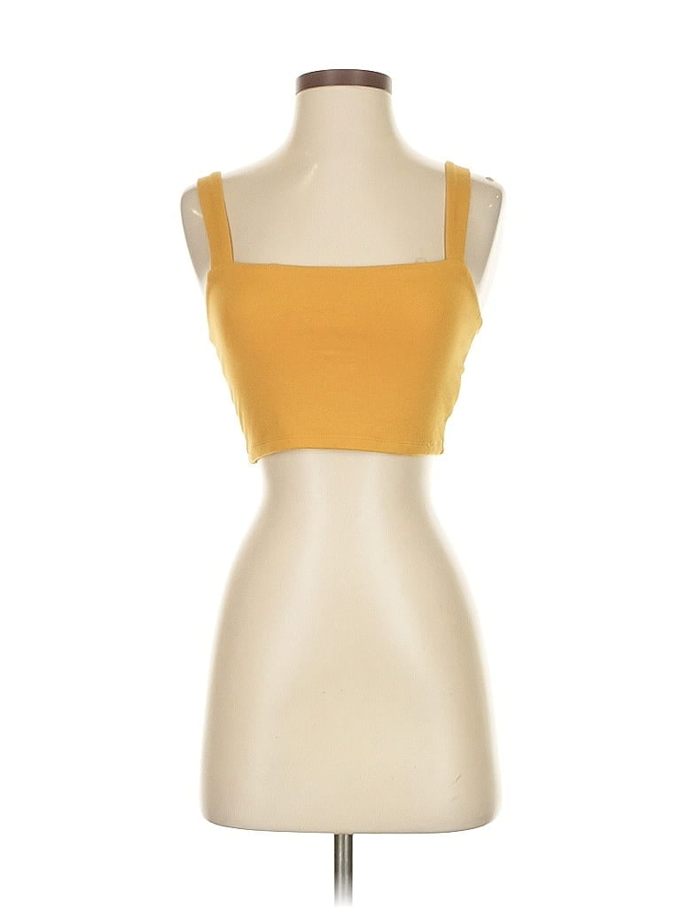 Pre-owned Streetwear Society Sleeveless Top Yellow Square Neckline Tops
