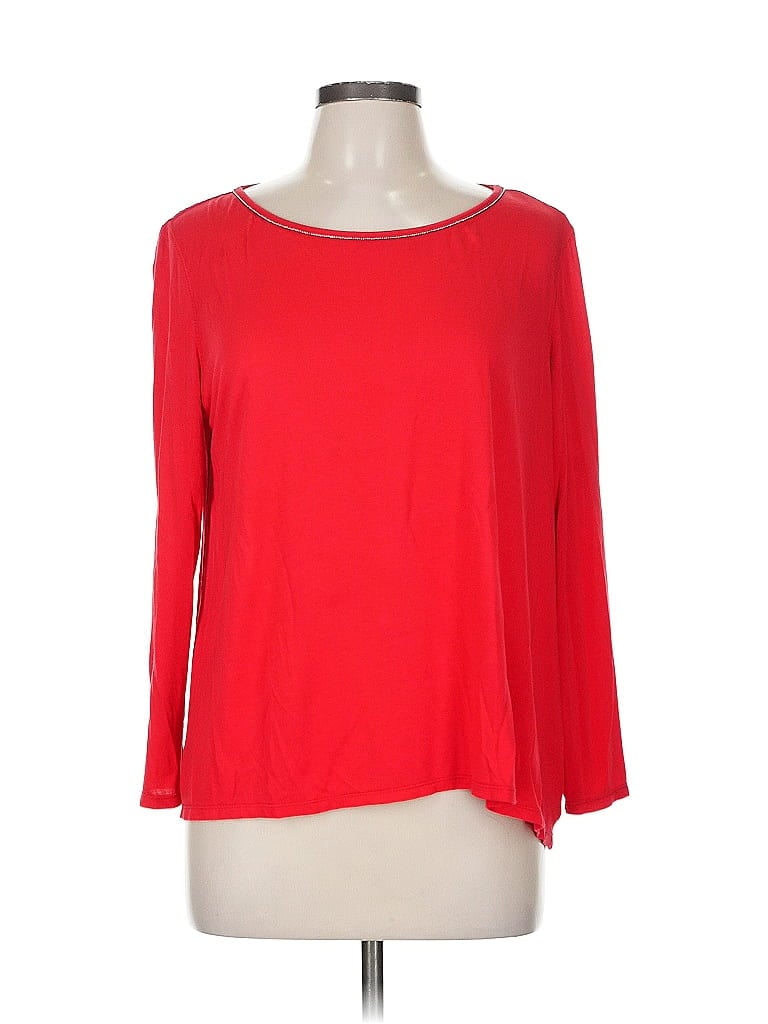 Click to view more detailed imagery on our partner's website Pre-owned St John 3/4 Sleeve Top Red Boatneck Tops