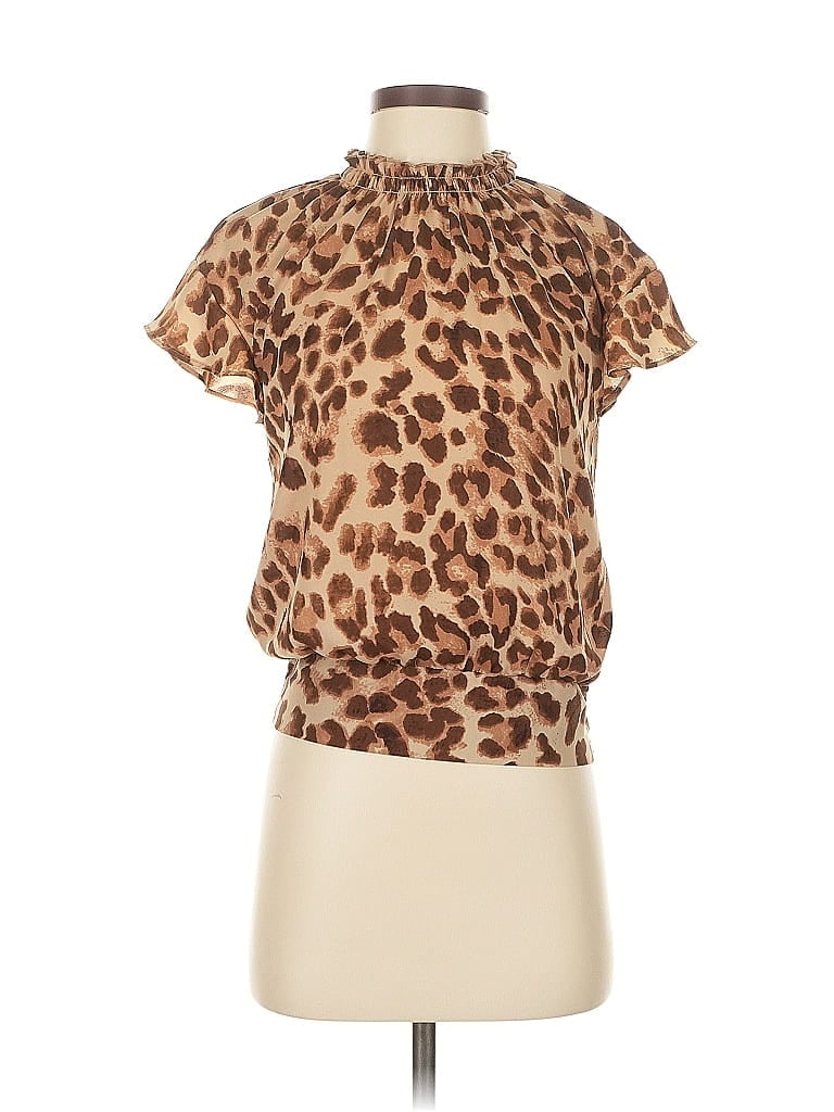 Pre-owned Express Short Sleeve Blouse In Brown