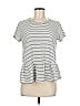Caslon Gray White Short Sleeve Top Size M (petite) - photo 1