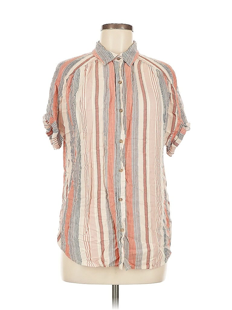 Pre-owned Universal Thread Short Sleeve Button Down Shirt In Orange