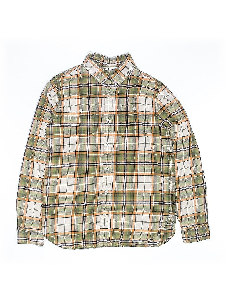 Pre-owned Janie And Jack Kids' Long Sleeve Button Down Shirt In Green
