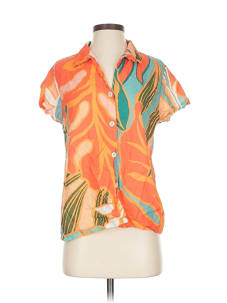 Pre-owned Vitamin A Short Sleeve Blouse In Orange