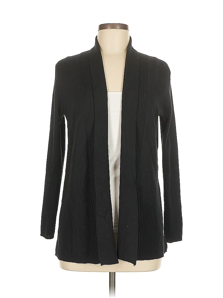 Pre-owned Cable & Gauge Cardigan Sweater In Black