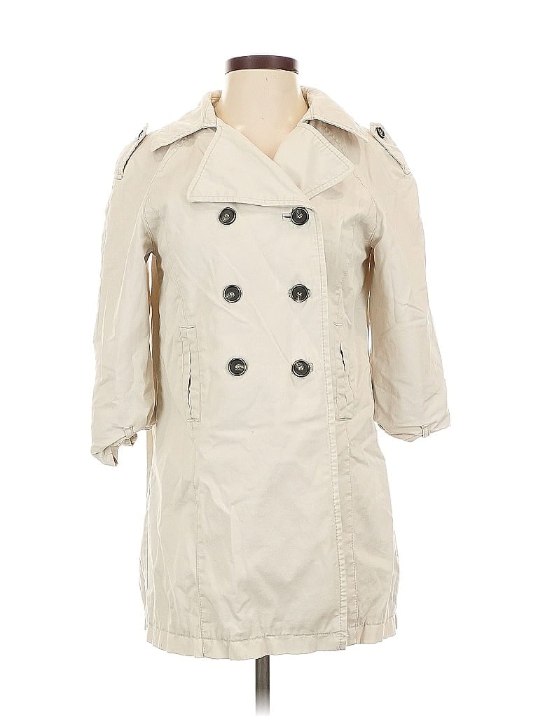 Pre-owned Zara Basic Trenchcoat In White