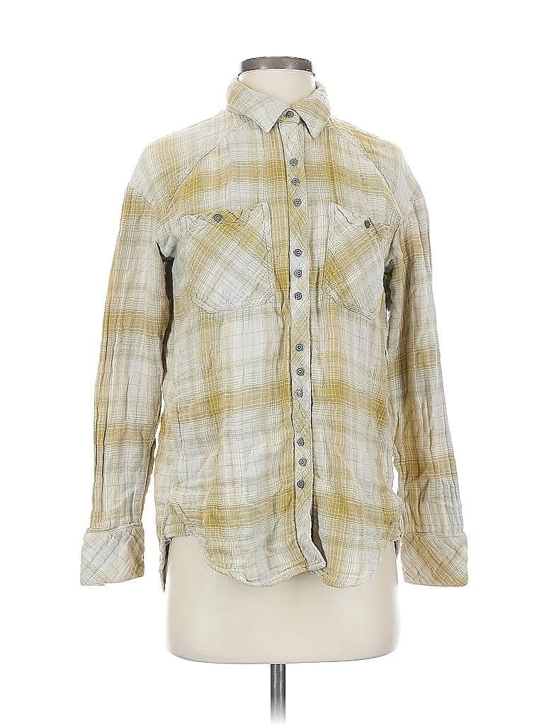 Pre-owned Free People Long Sleeve Button Down Shirt In Yellow
