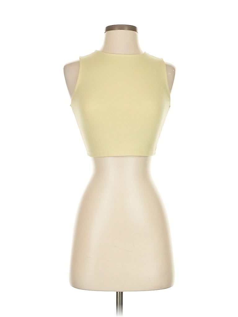Pre-owned Yogalicious Tank Top Yellow Halter Neckline Tops