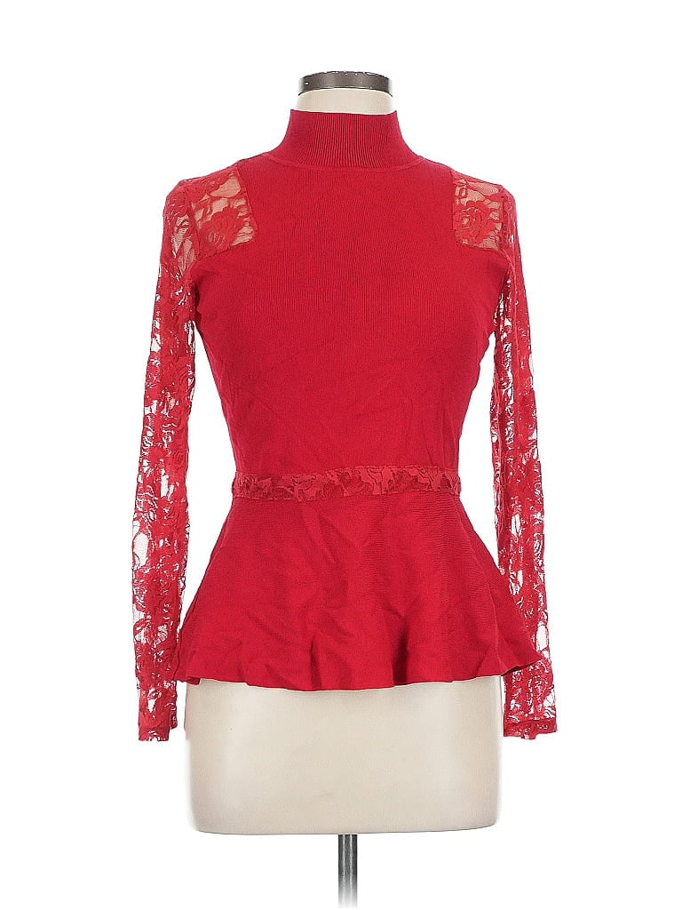 Pre-owned Inc International Concepts Long Sleeve Blouse In Red