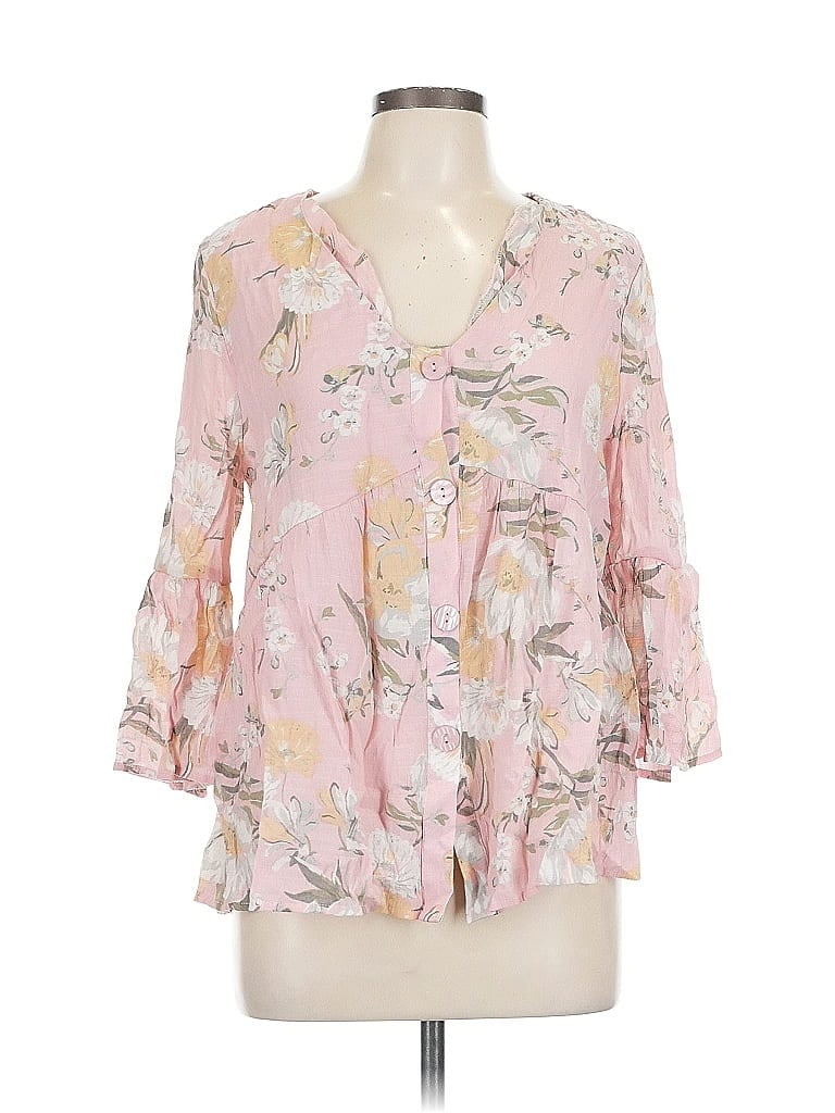 Pre-owned Mlle Gabrielle 3/4 Sleeve Blouse In Pink