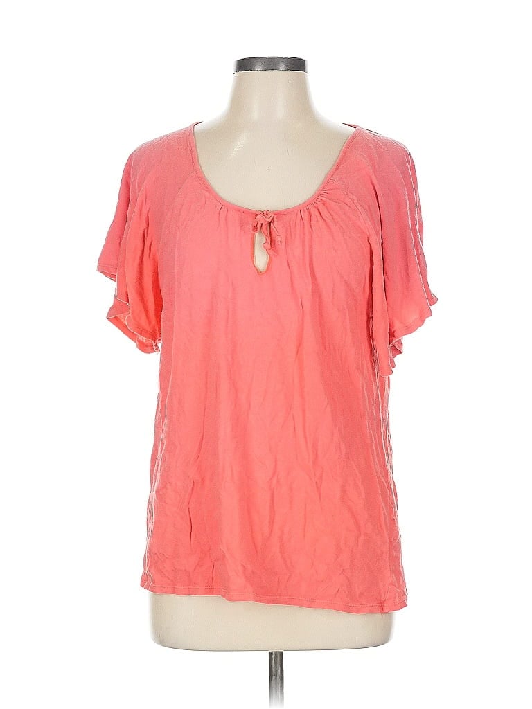 Click to view more detailed imagery on our partner's website Pre-owned Chaser Short Sleeve Top Pink Keyhole Neckline Tops